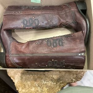 Liberty Black Studded Brown Leather Boots